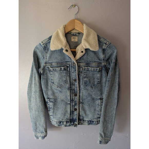 Denim Jean Jacket Gap, Sherpa, Trucker Women's XS, biker, grunge, y2k, 90s - Picture 5 of 5
